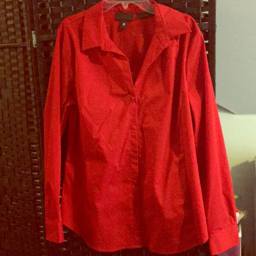 Worthington Red Open Neck Button Down